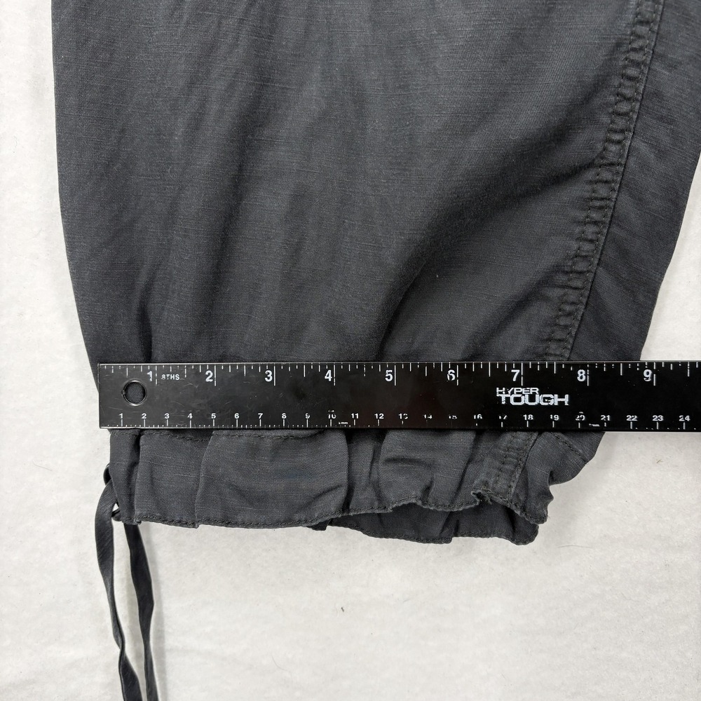 Anthropologie Aviator Cargo Pants Womens 2 Black Linen Blend Utility Taper Camp - Picture 11 of 15